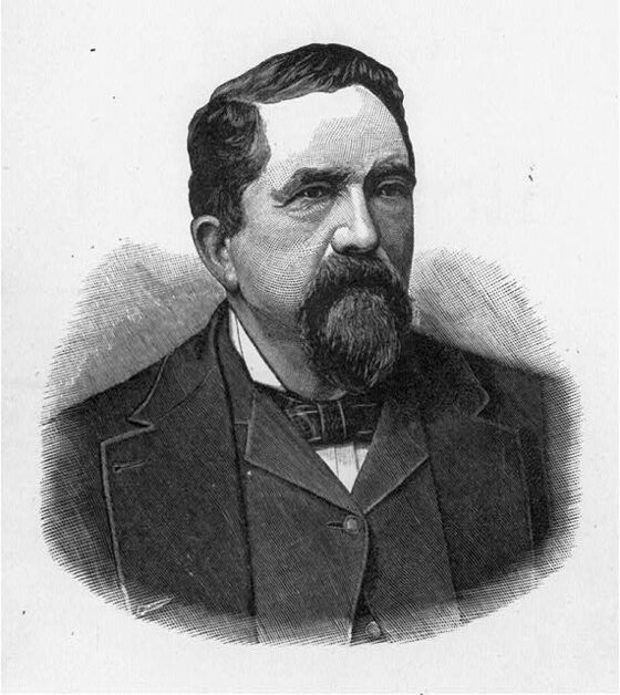Grabado del retrato de George H. Devol, de busto, mirando a la derecha